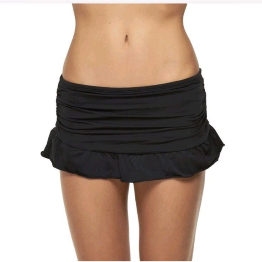 Skye Y2K Style Super Low Rise Swim Skirt Skort Bikini Bottom‎ Eggplant Small
